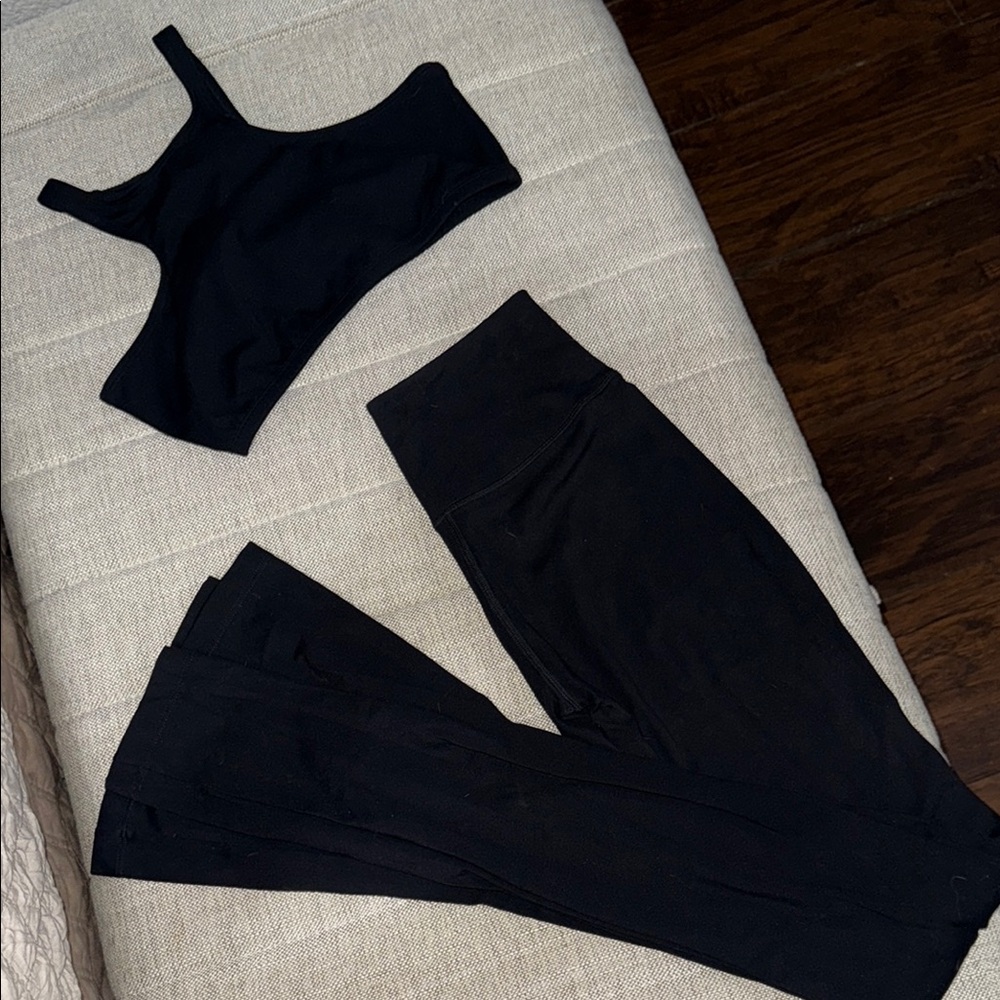 Elegant Black Leggings and Crop Top Set